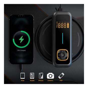 Akumulátorový pneuhustič, powerbanka a LED svítilna LCY80 (4)