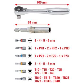 Sada bitů s ráčnou KSTOOLS TORSIONpower 918.3010 (2)