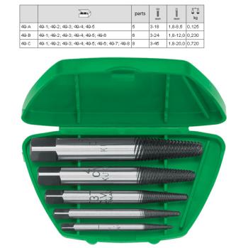 Sady pro vyšroubování ulomených šroubů KUKKO 49-A / 49-B / 49-C (1)