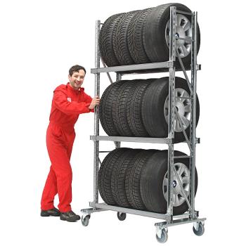 Tříúrovňový pojízdný regál pro pneumatiky / kola GENIUS (1)