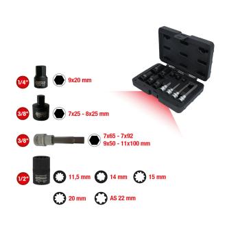 Sada nástrčných hlavic na šrouby brzdových třmenů KSTOOLS 150.2400 (2)