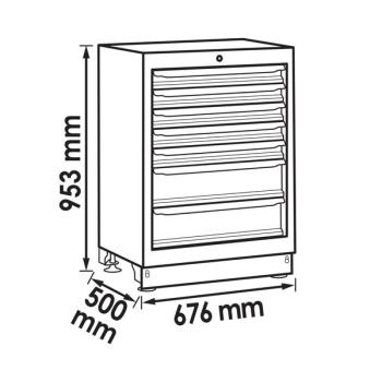 Zásuvková spodní skříň (7 zásuvek - 676 mm) VIGOR V6000-01 (2)