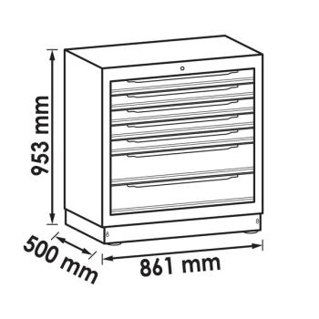 Zásuvková spodní skříň (7 zásuvek - 861 mm) VIGOR V6000-01XL (2)